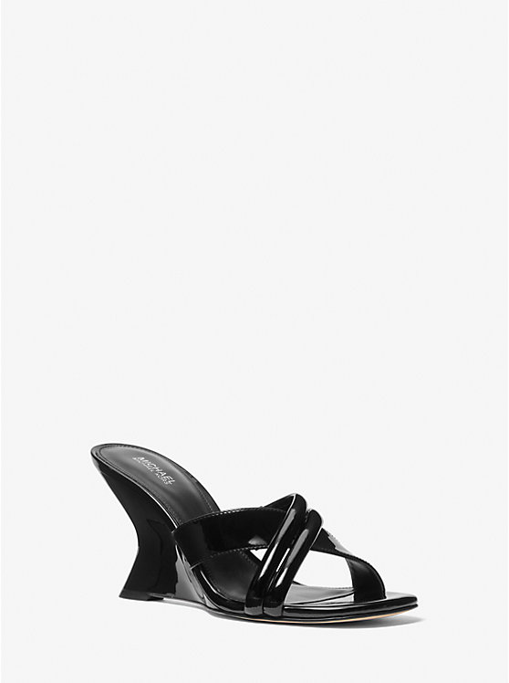 Michael Kors Nadina Patent Leather Mule Women Sandals BLACK | USADFU1932