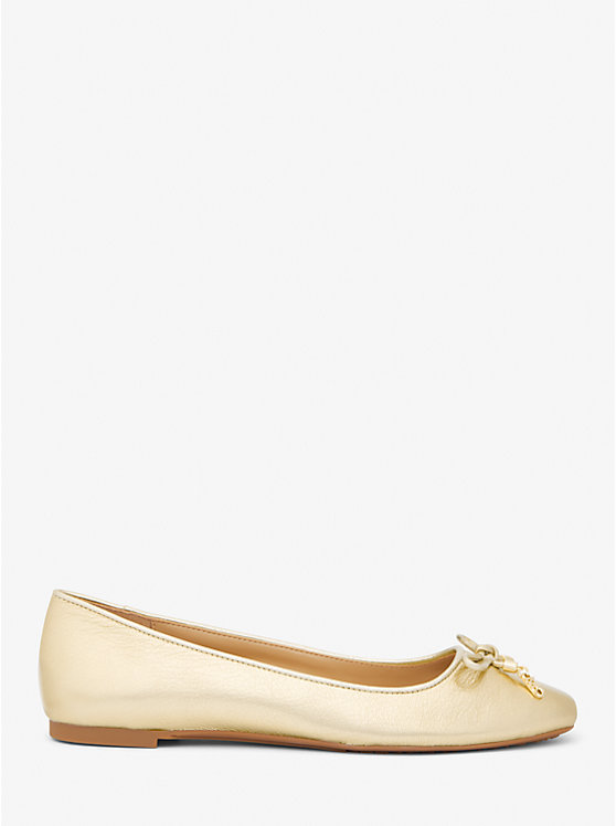 Michael Kors Nori Metallic Leather Ballet Women Flats PALE GOLD | USAAHL1701