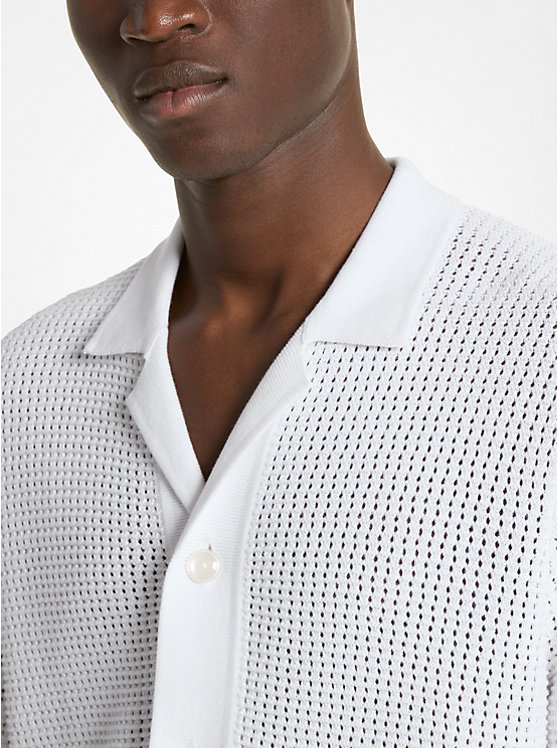 Michael Kors Open-Knit Cotton Men Shirt WHITE | USADFB2219