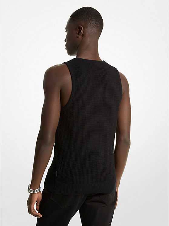 Michael Kors Open-Knit Cotton Tank Top Men T Shirts BLACK | USAVRS2261