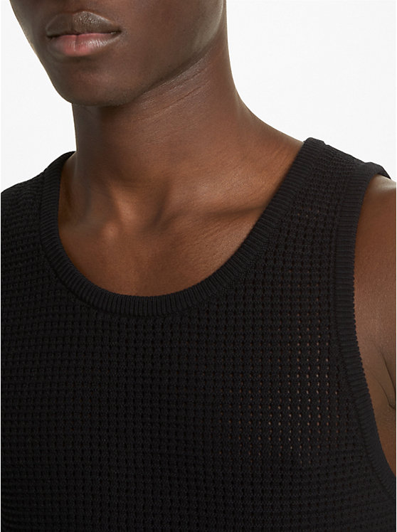 Michael Kors Open-Knit Cotton Tank Top Men T Shirts BLACK | USAVRS2261