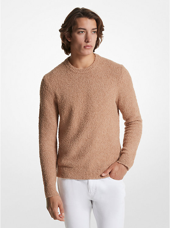 Michael Kors Organic Cotton Bouclé Men Sweater BUFF MELANGE | USAXYE2252