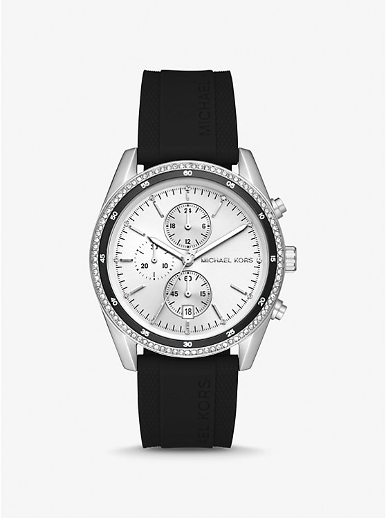 Michael Kors Oversized Hadyn Pavé Silver-Tone Women Watch BLACK | USAXYM1628