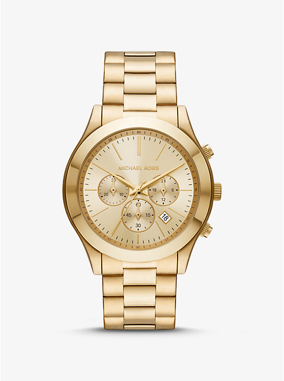 Michael Kors Oversized Slim Runway Gold-Tone Women Watch GOLD | USAKOF1642