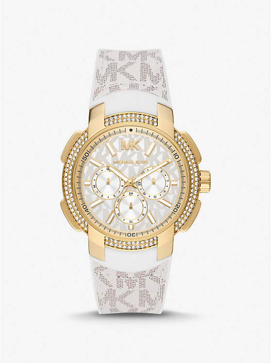 Michael Kors Oversized Sydney Pavé Gold-Tone and Logo Women Watch VANILLA | USAJPG1643