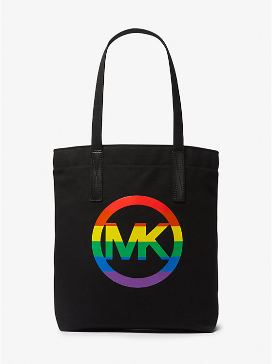 Michael Kors PRIDE Rainbow Logo Cotton Women Tote Bag BLACK | USABEJ1267