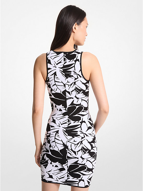 Michael Kors Palm Jacquard Tank Women Dress BLACK/WHITE | USAFDT1309