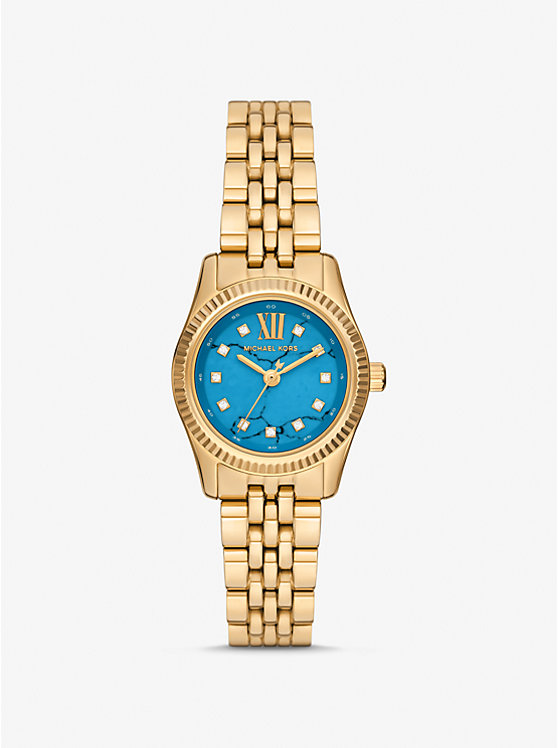 Michael Kors Petite Lexington Pavé Gold-Tone Women Watch TURQUOISE | USAOKV1651