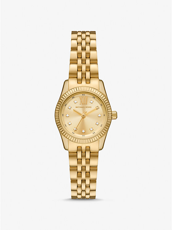 Michael Kors Petite Lexington Pavé Gold-Tone Women Watch GOLD | USAILB1652