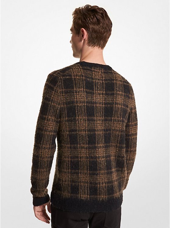 Michael Kors Plaid Brushed Knit Men Sweater BLACK | USACTR2253