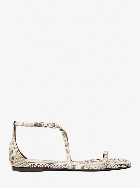 Michael Kors Polly Python Embossed Leather Women Flats NATURAL | USAILC1704