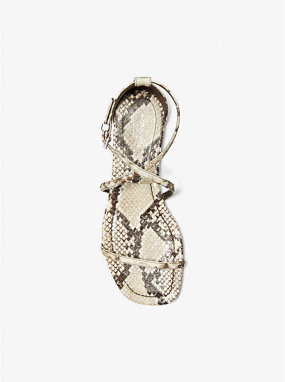 Michael Kors Polly Python Embossed Leather Women Flats NATURAL | USAILC1704