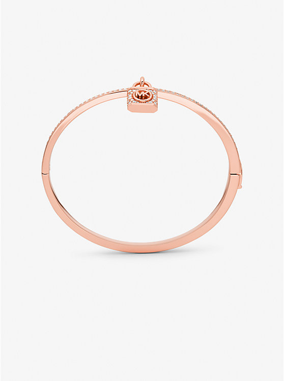 Michael Kors Precious Metal-Plated Brass Pavé Lock Women Bangle ROSE GOLD | USAQMA1504