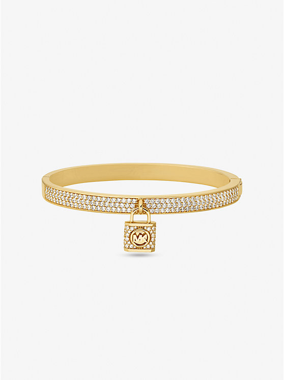 Michael Kors Precious Metal-Plated Brass Pavé Lock Women Bangle GOLD | USAWNS1505