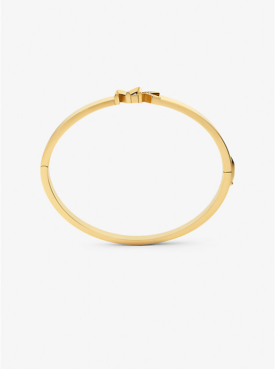 Michael Kors Precious Metal-Plated Brass Pavé Logo Women Bangle GOLD | USAEBD1506