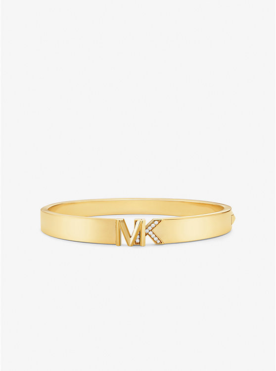 Michael Kors Precious Metal-Plated Brass Pavé Logo Women Bangle GOLD | USAEBD1506