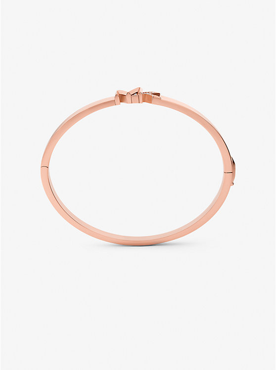 Michael Kors Precious Metal-Plated Brass Pavé Logo Women Bangle ROSE GOLD | USATCG1508