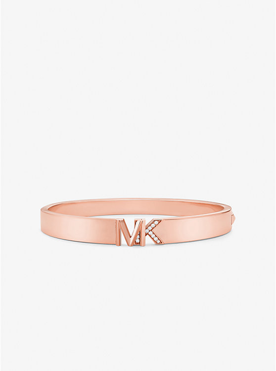 Michael Kors Precious Metal-Plated Brass Pavé Logo Women Bangle ROSE GOLD | USATCG1508