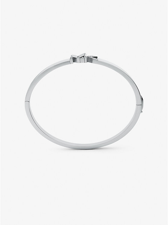 Michael Kors Precious Metal-Plated Brass Pavé Logo Women Bangle SILVER | USAYXH1509