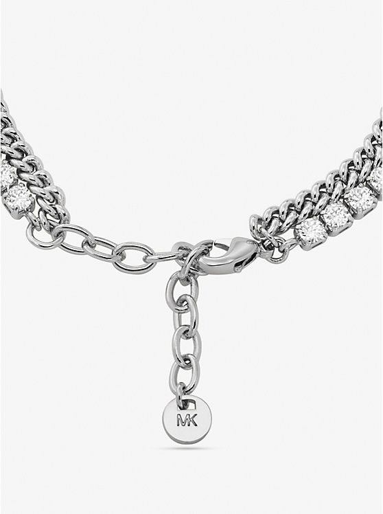 Michael Kors Precious Metal-Plated Brass Double Chain Tennis Women Bracelet SILVER | USALIW1522