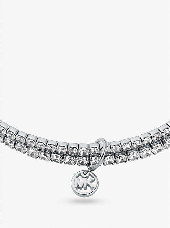 Michael Kors Precious Metal-Plated Brass Double Wrap Tennis Women Bracelet SILVER | USAZUE1523