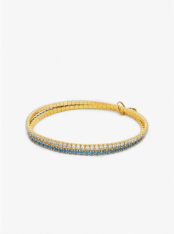 Michael Kors Precious Metal-Plated Brass Double Wrap Tennis Women Bracelet TURQUOISE | USAXYR1524