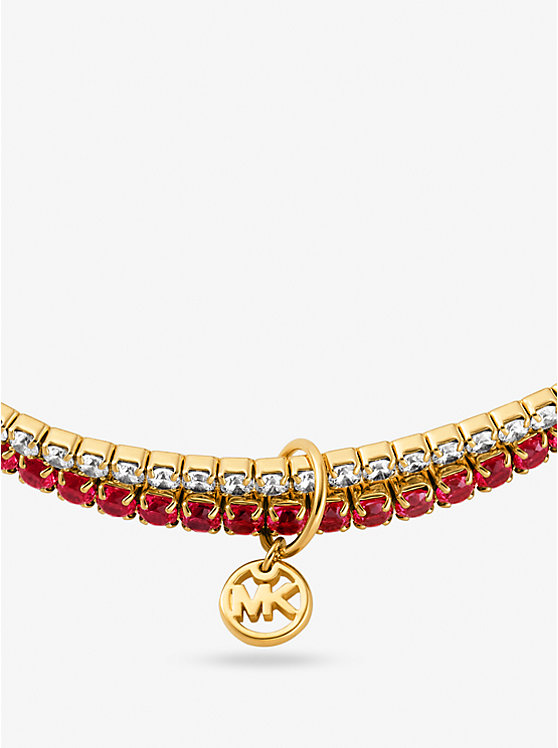 Michael Kors Precious Metal-Plated Brass Two-Tone Double Wrap Tennis Women Bracelet SPICED CORAL | USAMQO1529