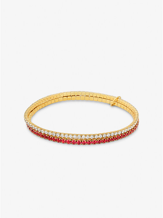 Michael Kors Precious Metal-Plated Brass Two-Tone Double Wrap Tennis Women Bracelet SPICED CORAL | USAMQO1529