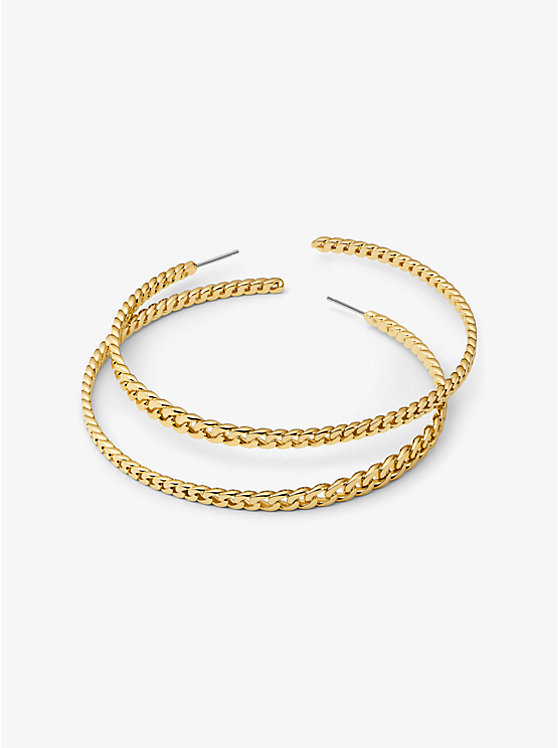 Michael Kors Precious Metal-Plated Brass Curb Link Hoop Women Earrings GOLD | USAJPL1539