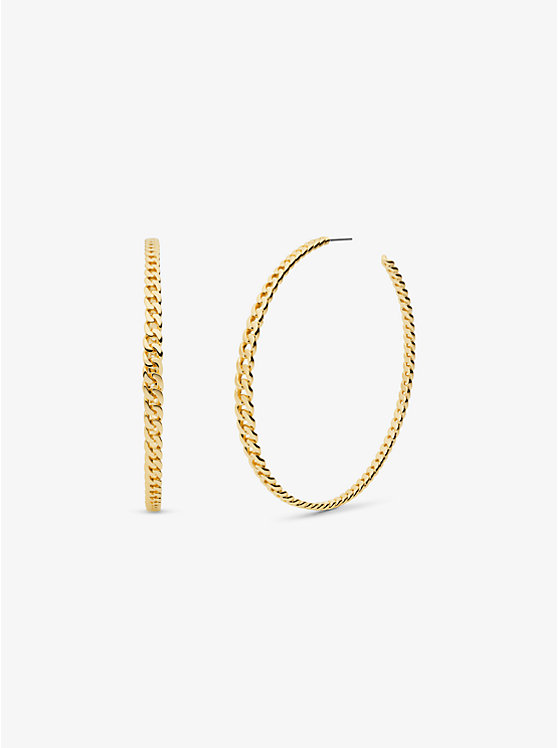 Michael Kors Precious Metal-Plated Brass Curb Link Hoop Women Earrings GOLD | USAJPL1539