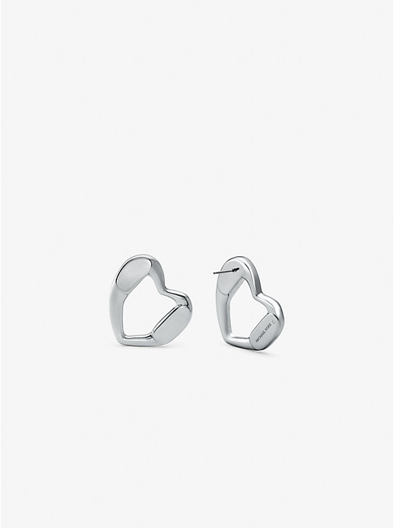 Michael Kors Precious Metal-Plated Brass Heart Stud Women Earrings SILVER | USAGSX1541