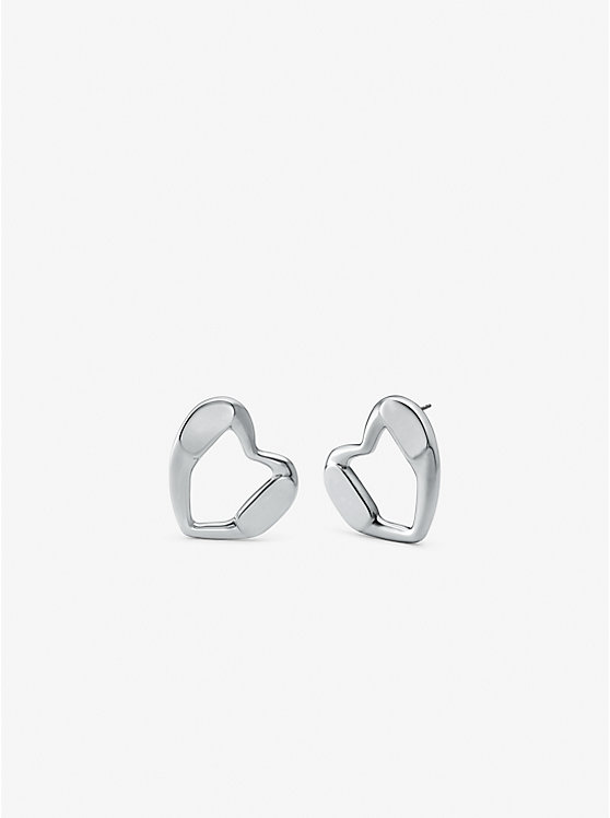 Michael Kors Precious Metal-Plated Brass Heart Stud Women Earrings SILVER | USAGSX1541