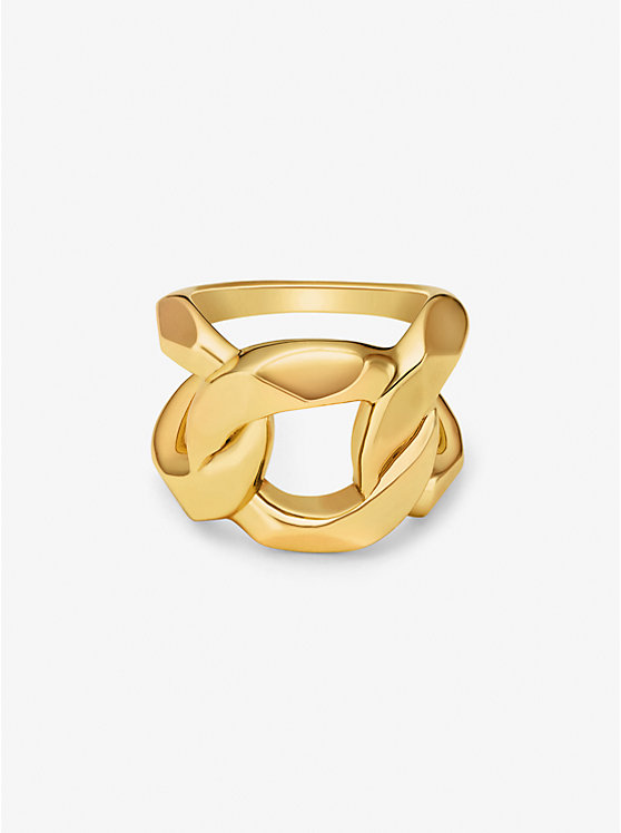 Michael Kors Precious Metal-Plated Brass Curb-Link Women Rings GOLD | USACTE1577