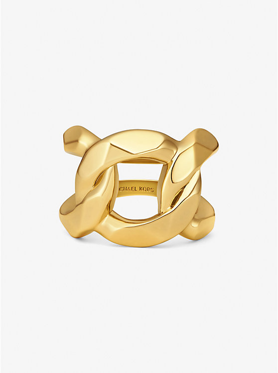 Michael Kors Precious Metal-Plated Brass Curb-Link Women Rings GOLD | USACTE1577