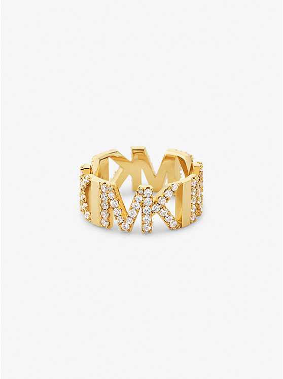 Michael Kors Precious Metal-Plated Brass Pavé Logo Women Rings GOLD | USAVRR1578