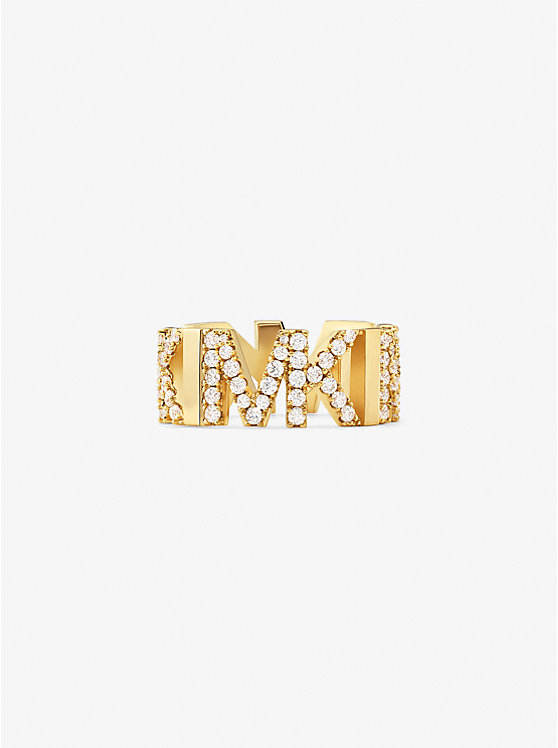 Michael Kors Precious Metal-Plated Brass Pavé Logo Women Rings GOLD | USAVRR1578