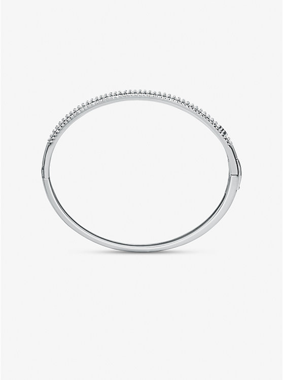 Michael Kors Precious Metal-Plated Sterling Silver Pavé Women Bangle SILVER | USAUZJ1510