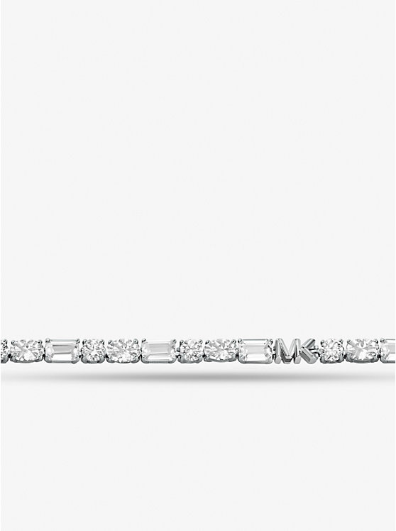 Michael Kors Precious Metal-Plated Sterling Silver Cubic Zirconia Tennis Women Bracelet SILVER | USABES1532