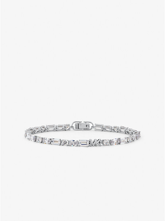 Michael Kors Precious Metal-Plated Sterling Silver Cubic Zirconia Tennis Women Bracelet SILVER | USABES1532