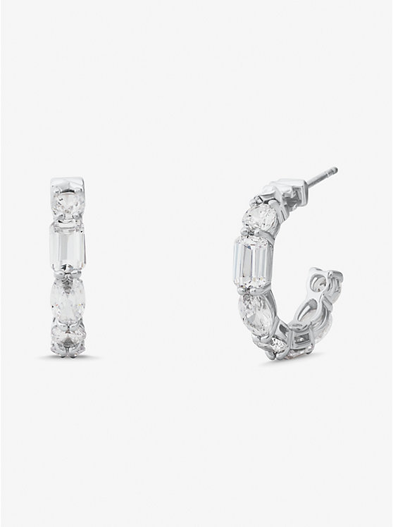 Michael Kors Precious Metal-Plated Sterling Silver Cubic Zirconia Women Earrings SILVER | USAOKM1547