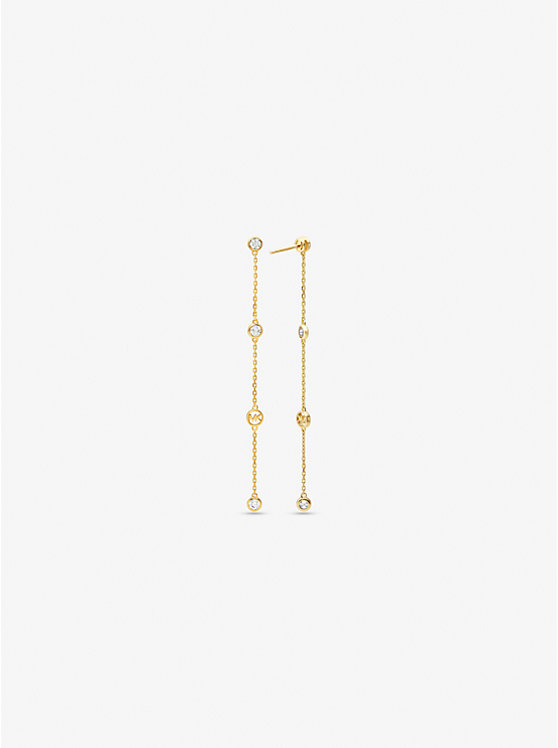 Michael Kors Precious Metal-Plated Sterling Silver Cubic Zirconia Drop Women Earrings GOLD | USAILQ1548