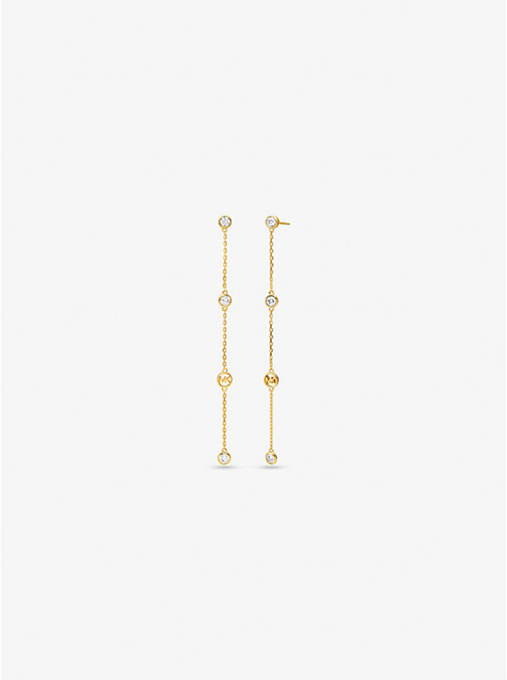 Michael Kors Precious Metal-Plated Sterling Silver Cubic Zirconia Drop Women Earrings GOLD | USAILQ1548