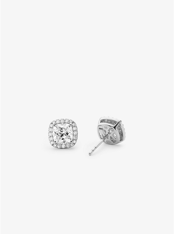 Michael Kors Precious Metal-Plated Sterling Silver Pavé Stud Women Earrings SILVER | USAYXE1550