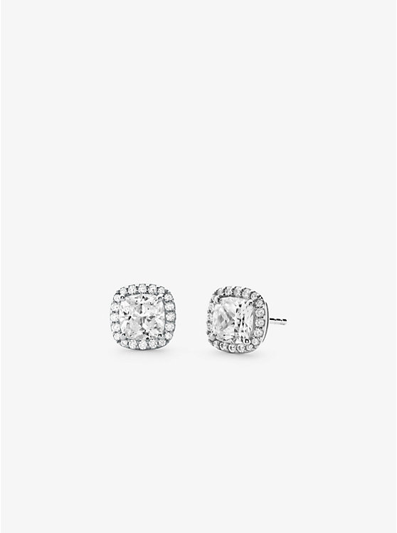 Michael Kors Precious Metal-Plated Sterling Silver Pavé Stud Women Earrings SILVER | USAYXE1550