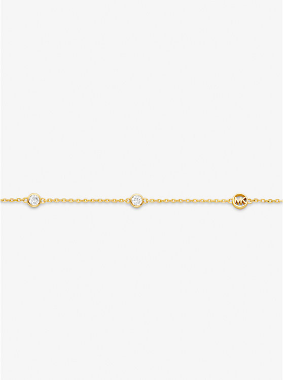 Michael Kors Precious Metal-Plated Sterling Silver Cubic Zirconia Women Necklace GOLD | USASGZ1567