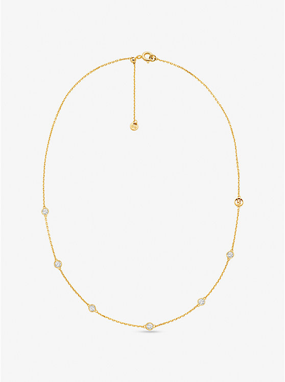 Michael Kors Precious Metal-Plated Sterling Silver Cubic Zirconia Women Necklace GOLD | USASGZ1567