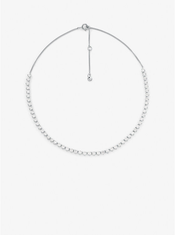 Michael Kors Precious Metal-Plated Sterling Silver Cubic Zirconia Women Necklace SILVER | USAFDC1569