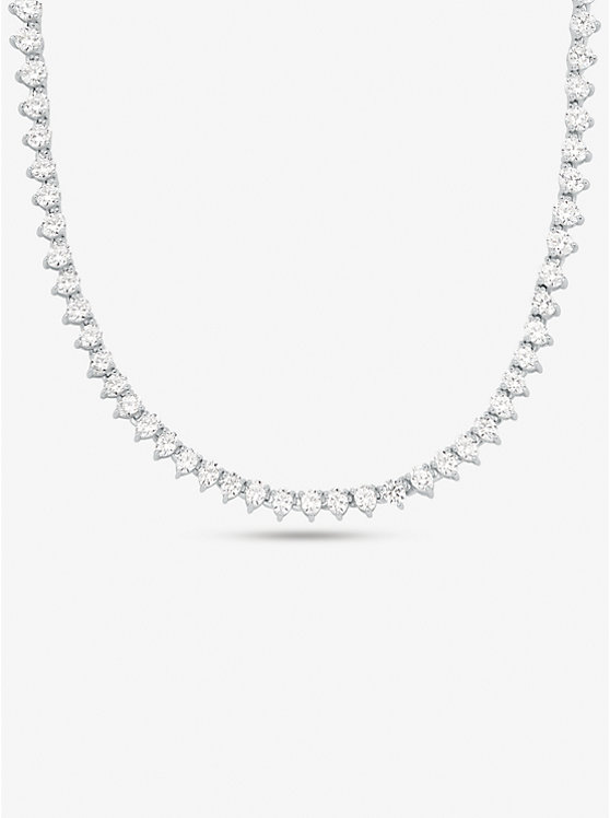 Michael Kors Precious Metal-Plated Sterling Silver Cubic Zirconia Women Necklace SILVER | USAFDC1569