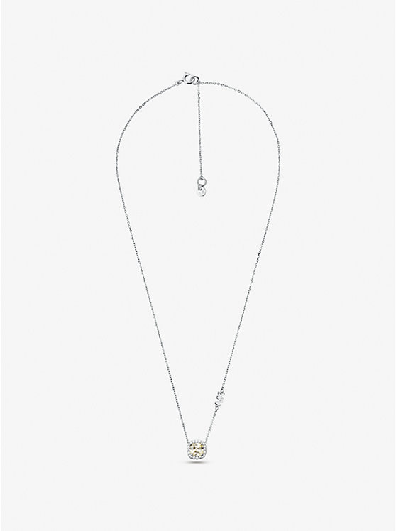 Michael Kors Precious Metal-Plated Sterling Silver Pavé Halo Women Necklace SILVER | USAHAB1571