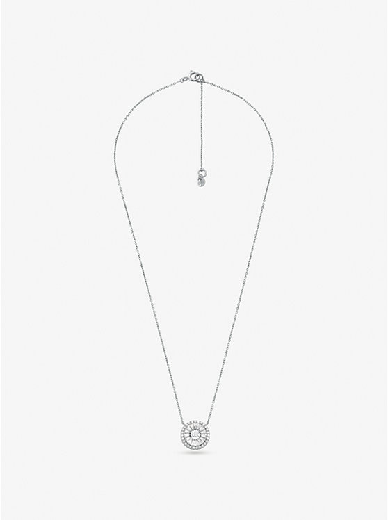 Michael Kors Precious Metal-Plated Sterling Silver Pavé Halo Women Necklace SILVER | USAJPN1572